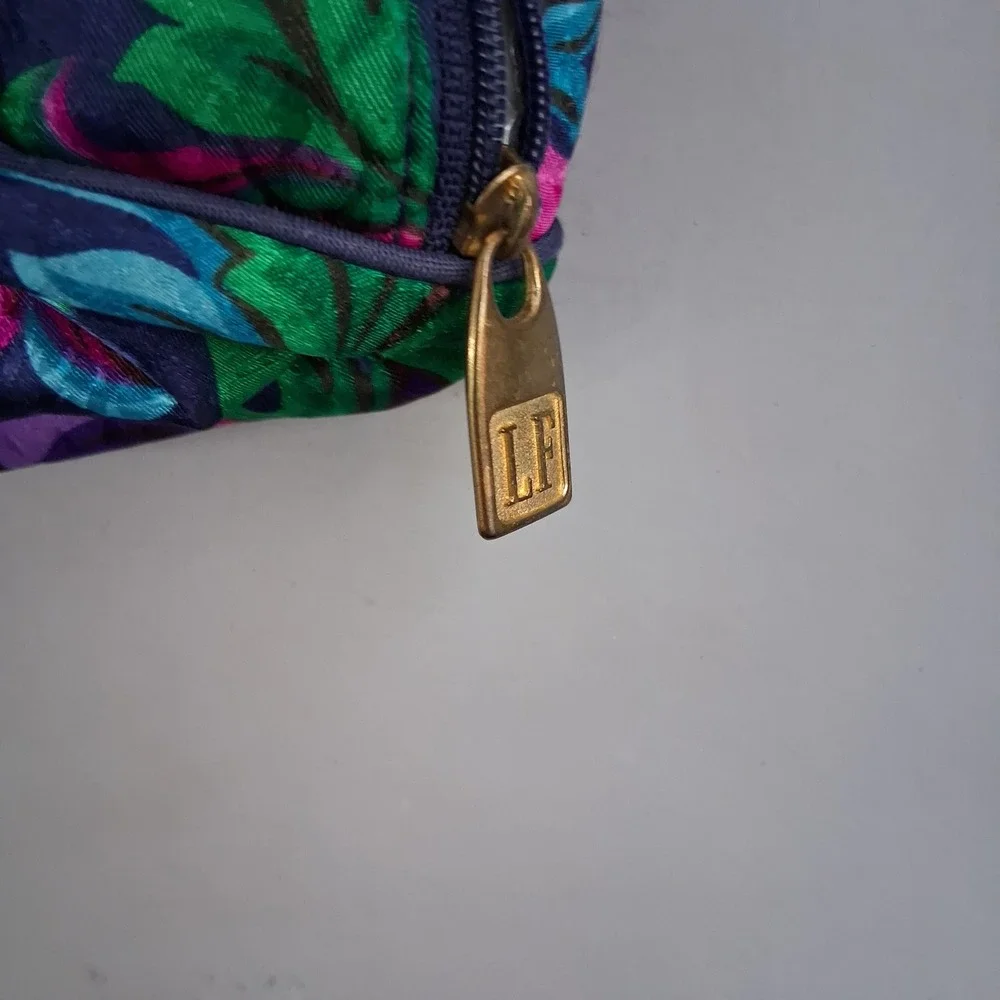 Vintage Leslie Fay Floral Travel Organizer Bag Purple Pink Jewel Tone 90s
